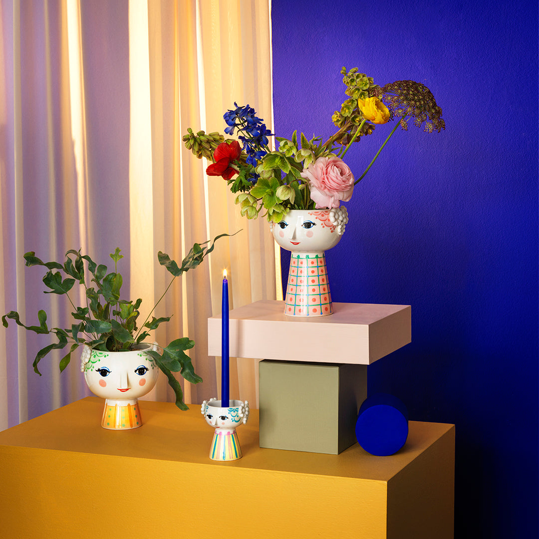 Bjørn Wiinblad Eva lysestage, Lys Blå - H: 9,5 - Bahne